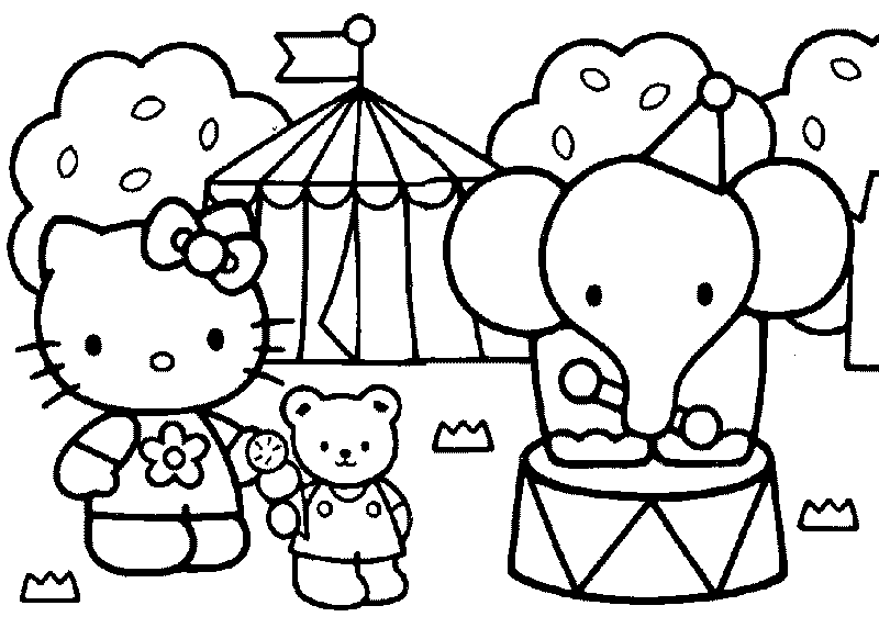 hello kitty coloring pages in carnival Coloring4free