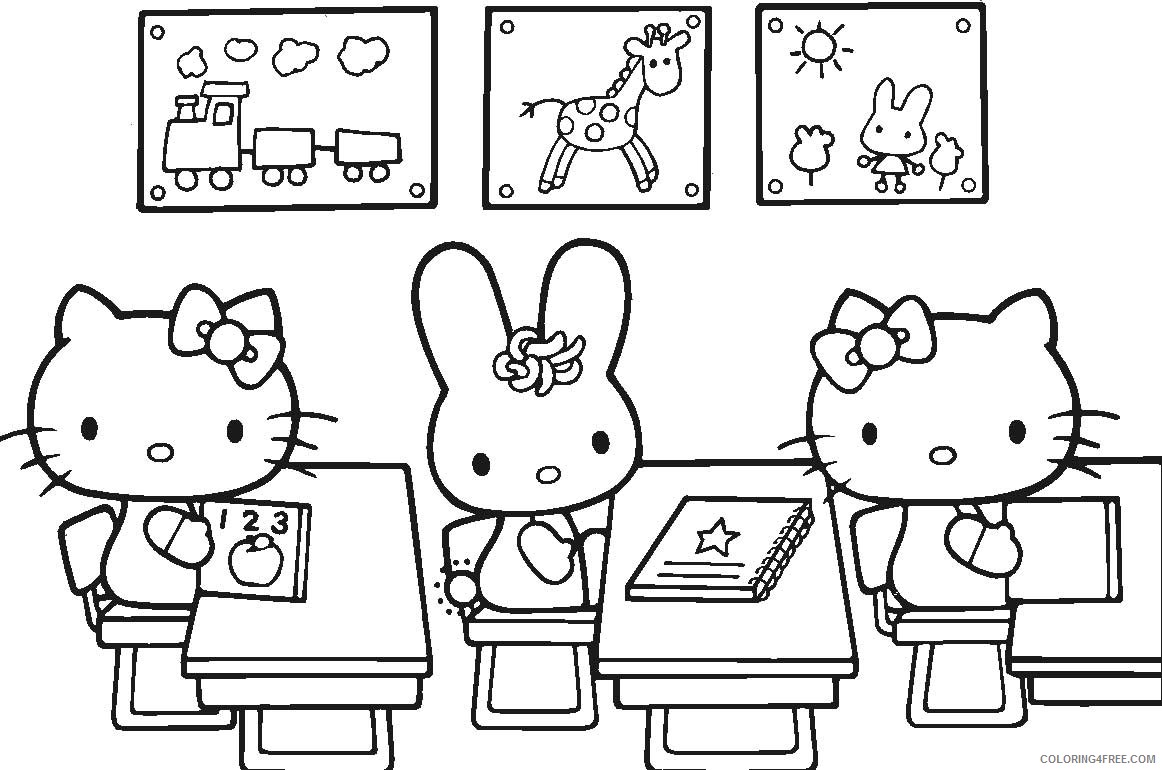 hello kitty coloring pages in class Coloring4free