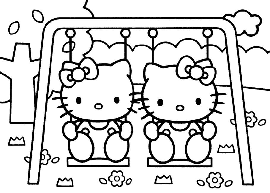 hello kitty coloring pages in playground Coloring4free