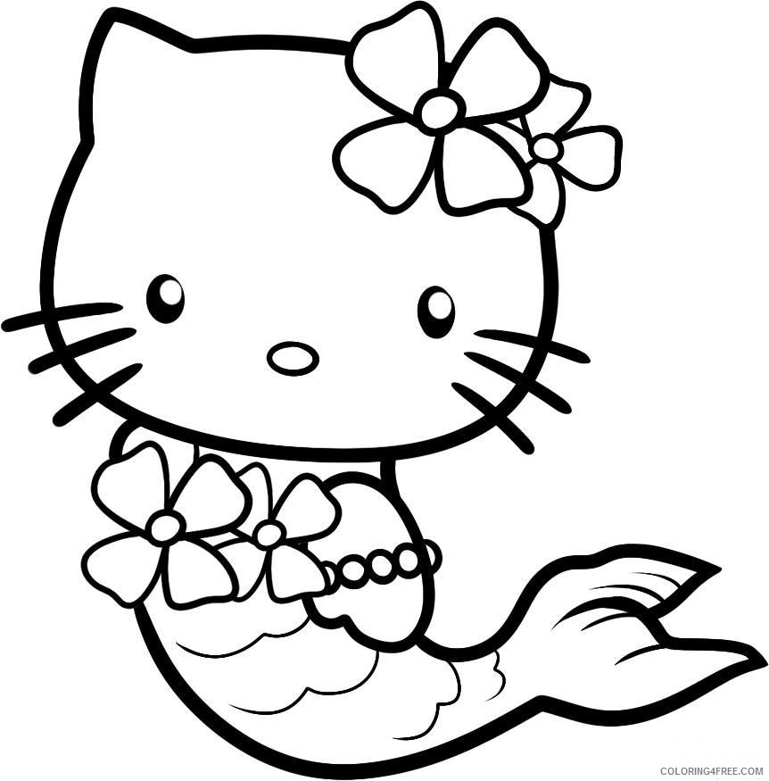 hello kitty coloring pages mermaid Coloring4free