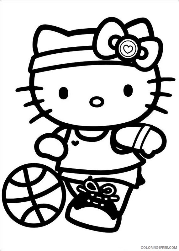 hello kitty coloring pages playing ball Coloring4free