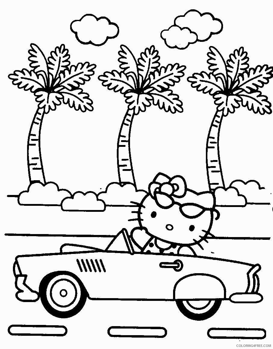 hello kitty coloring pages riding a car Coloring4free