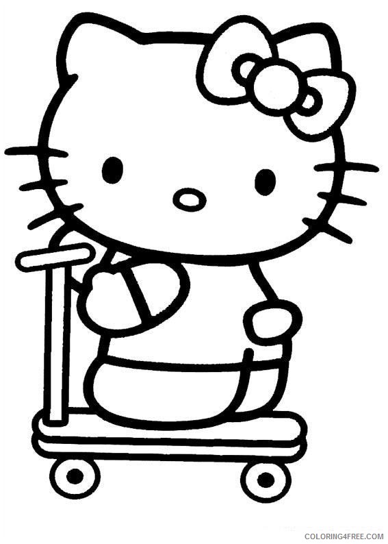 hello kitty coloring pages riding a scooter Coloring4free