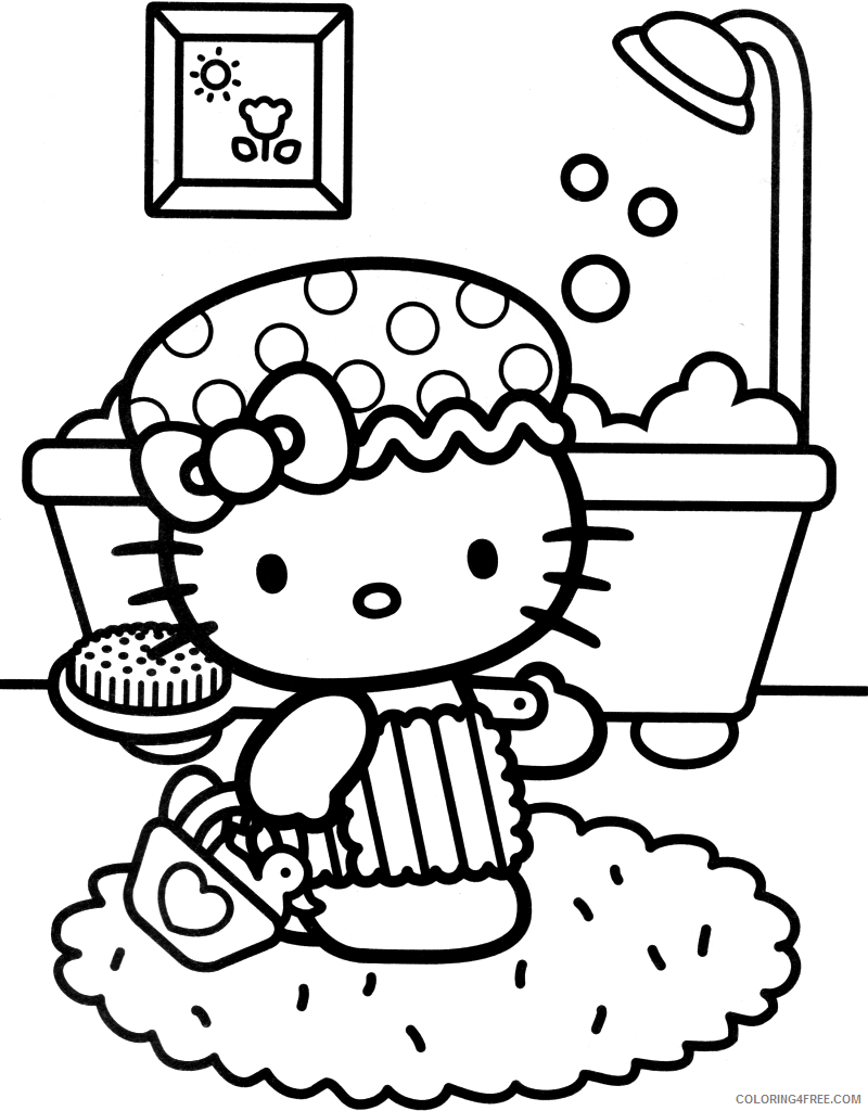 hello kitty coloring pages shower Coloring4free