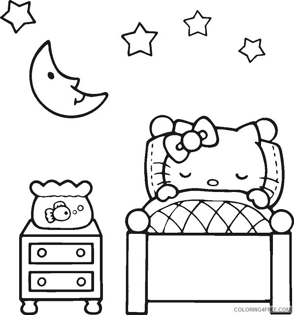 hello kitty coloring pages sleeping Coloring4free