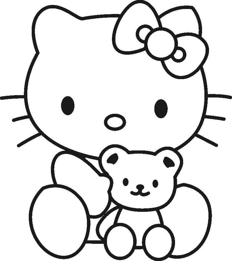 hello kitty coloring pages with teddy bear Coloring4free