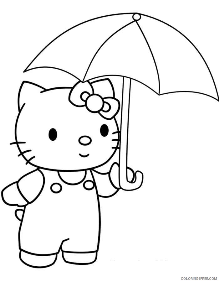 hello kitty holding umbrella coloring pages Coloring4free