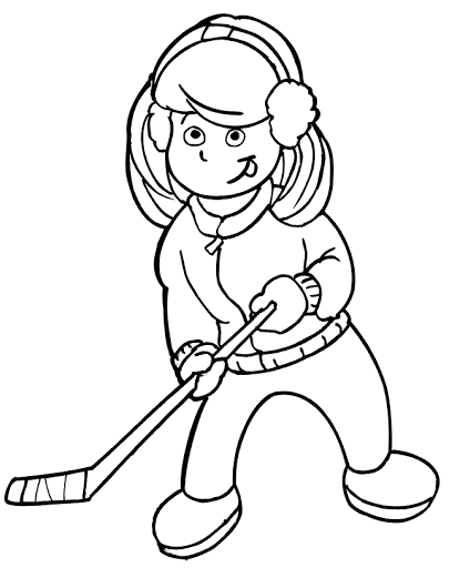 hockey coloring pages girl playing hockey Coloring4free