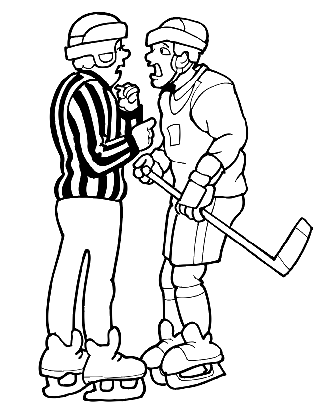 hockey coloring pages referee and player Coloring4free