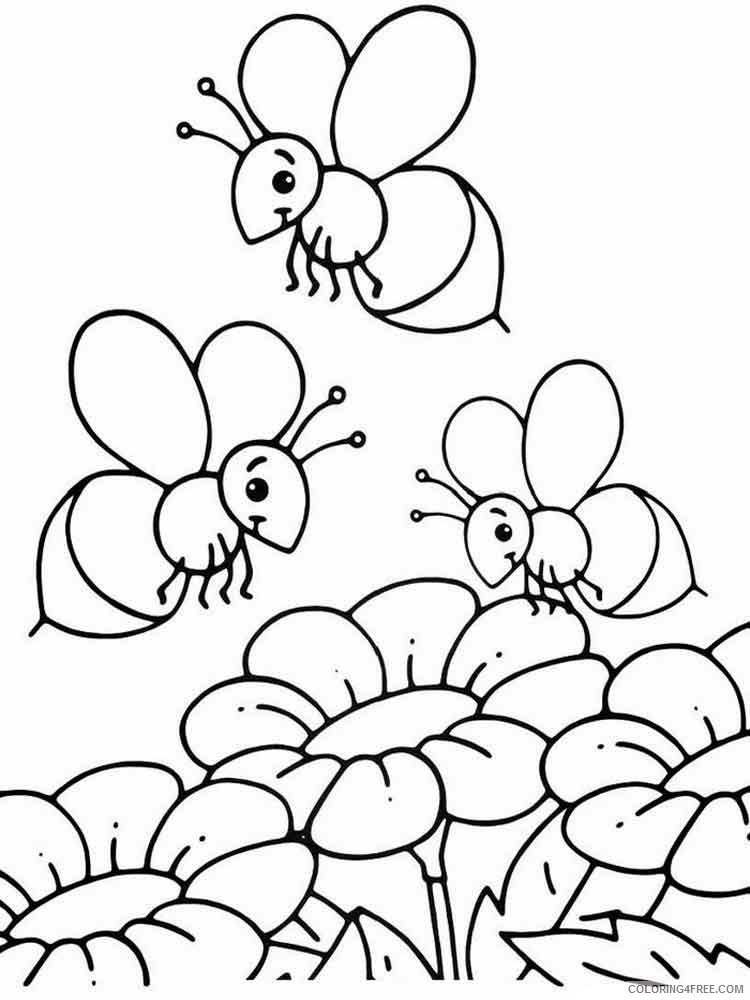 honey bee coloring pages and flowers Coloring4free