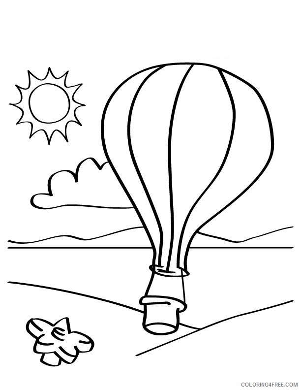 hot air balloon coloring pages flying above the beach Coloring4free