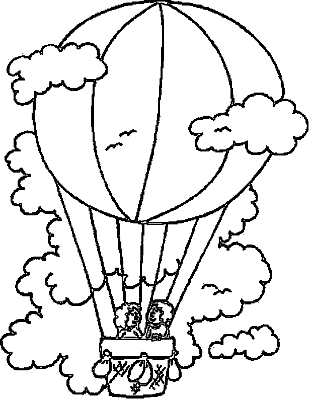 hot air balloon coloring pages with clouds Coloring4free