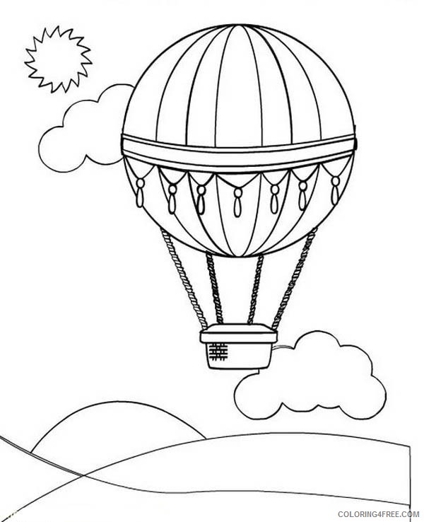 hot air balloon coloring pages with sun and clouds Coloring4free