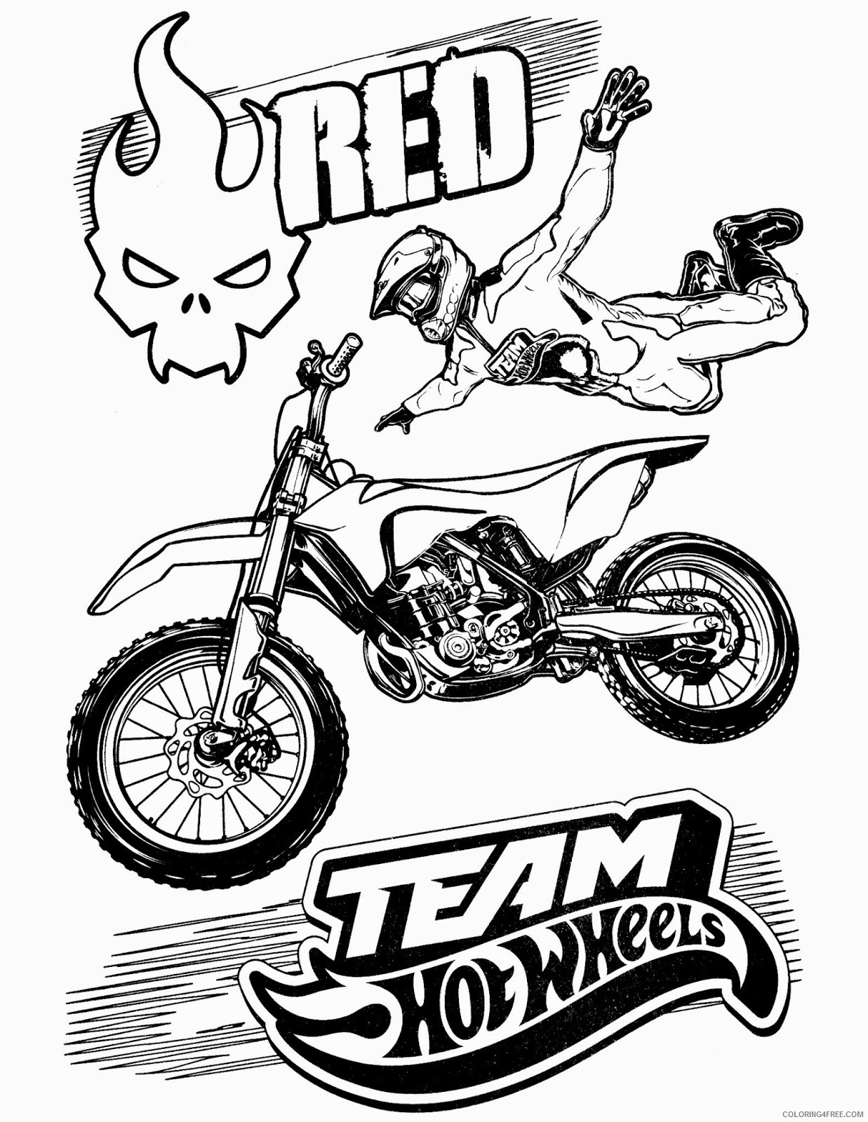 hot wheels team coloring pages red printable Coloring4free