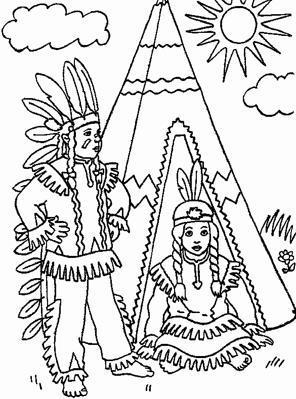 indian coloring pages couple Coloring4free