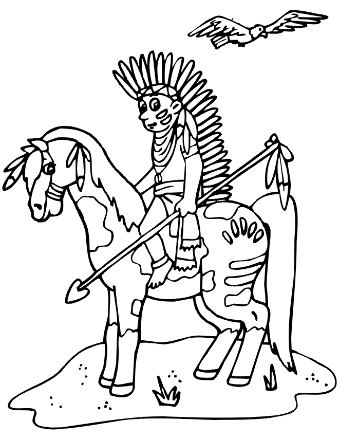indian coloring pages riding horse Coloring4free