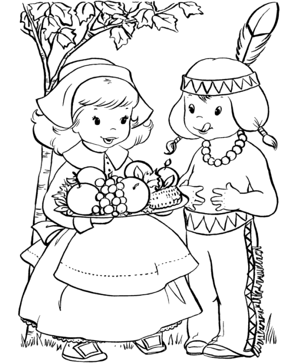 indian coloring pages thanksgiving Coloring4free