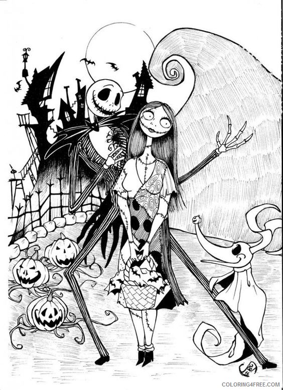 jack and sally nightmare before christmas coloring pages Coloring4free