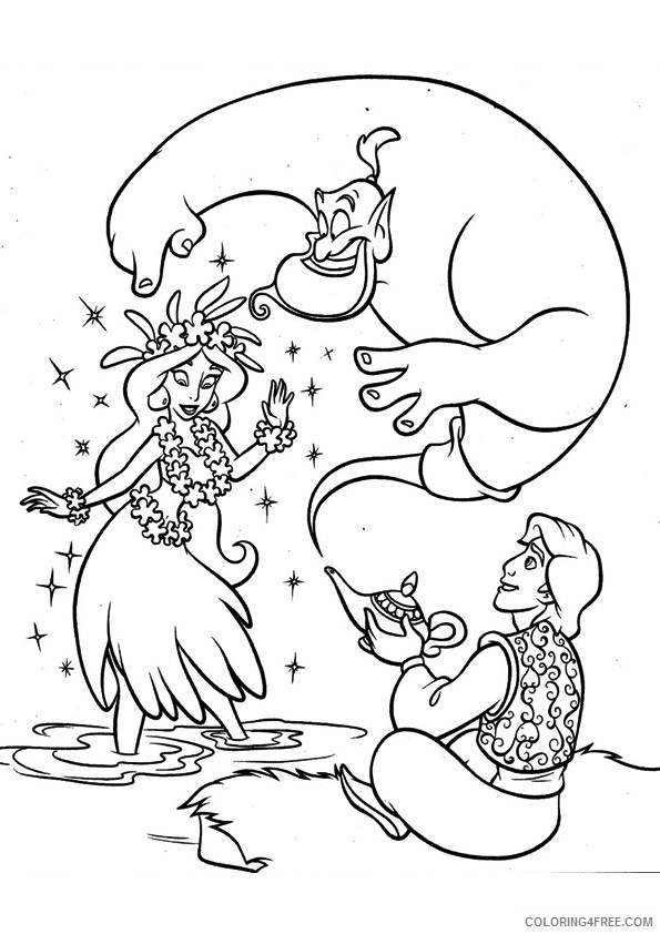 jasmine coloring pages aladdin and genie Coloring4free