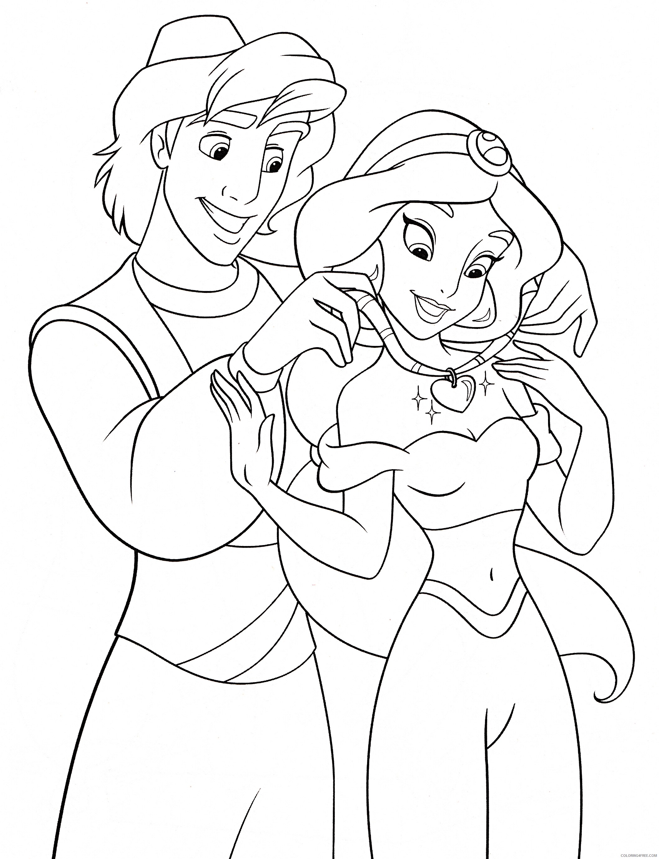 jasmine coloring pages and aladdin Coloring4free