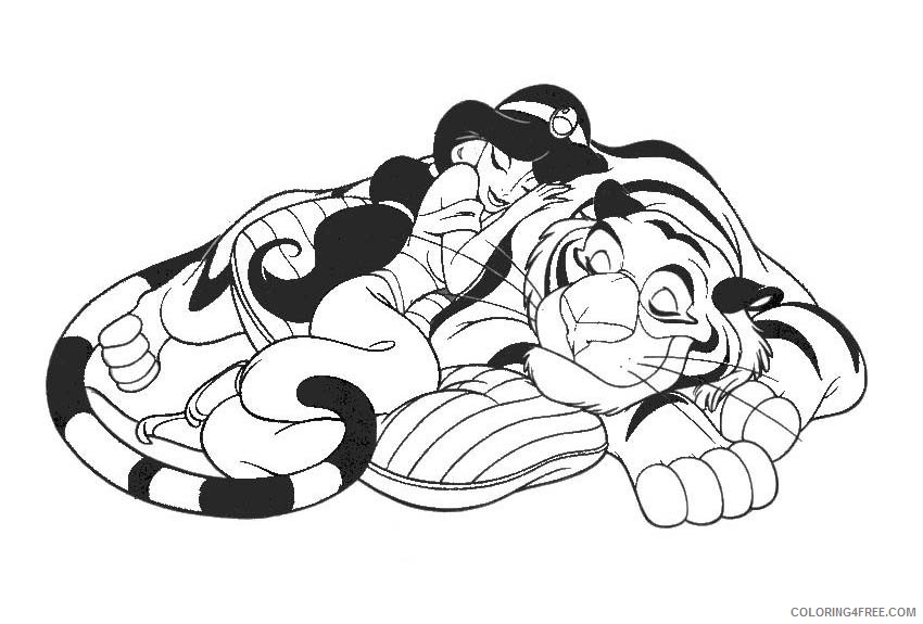 jasmine coloring pages and rajah the tiger Coloring4free