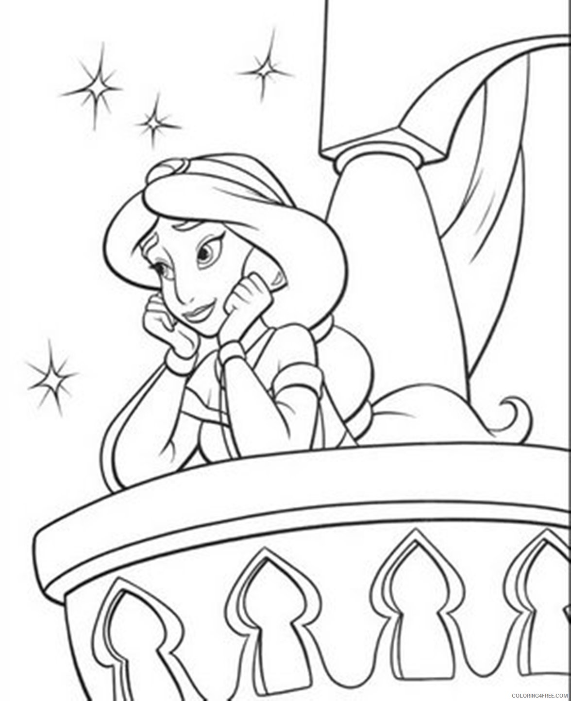 jasmine coloring pages in castle Coloring4free