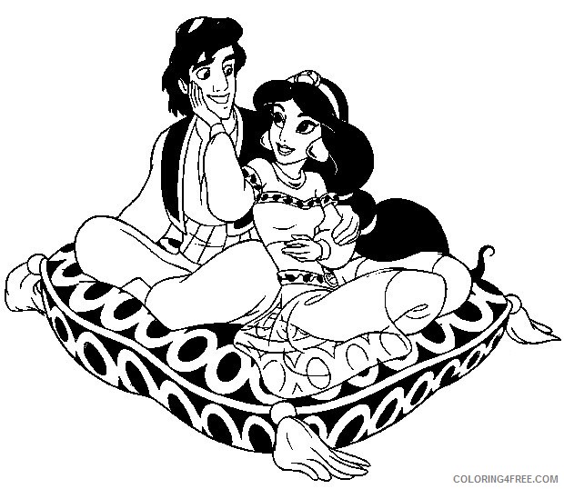 jasmine coloring pages on flying carpet Coloring4free