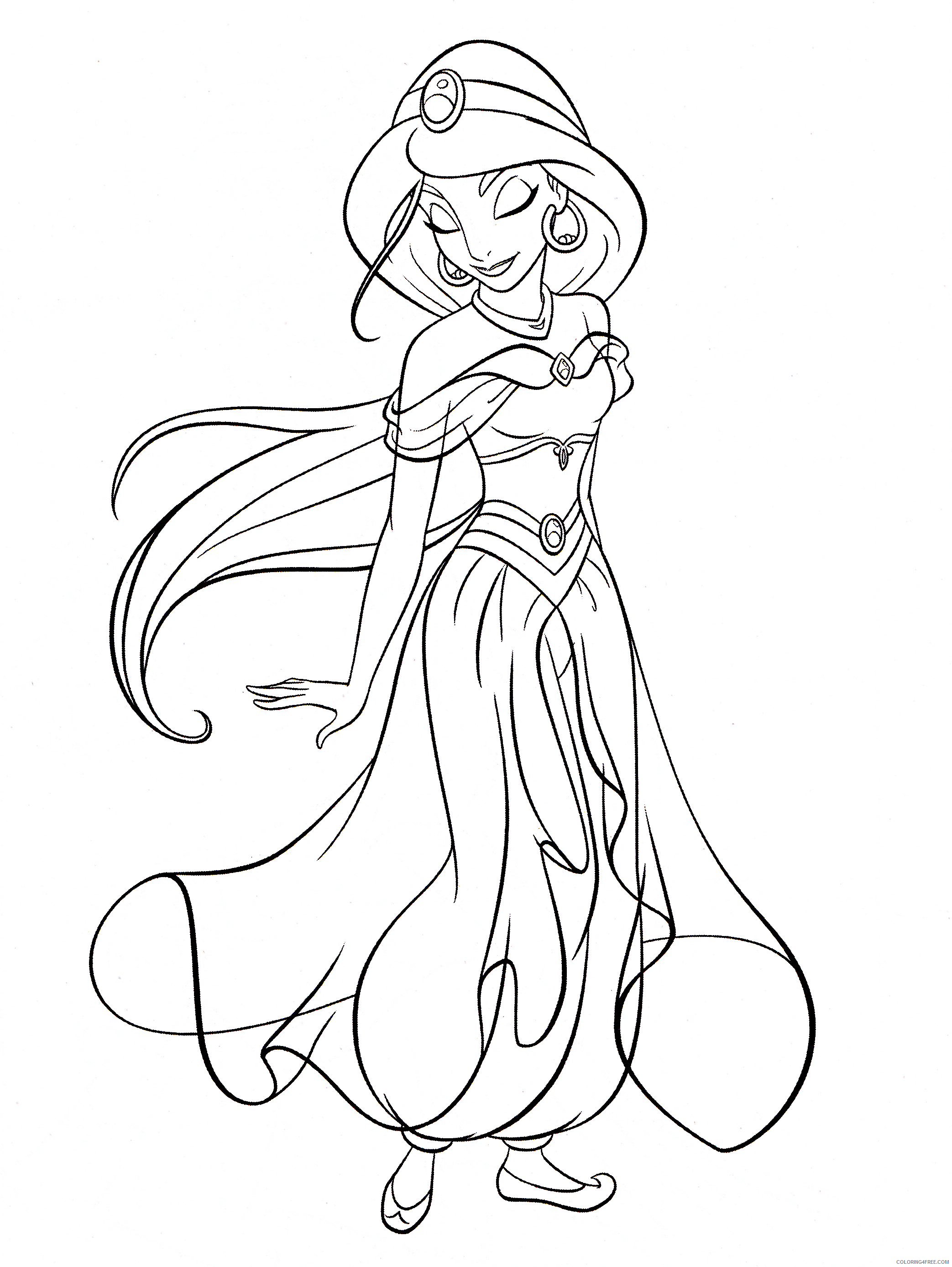 jasmine coloring pages princess Coloring4free