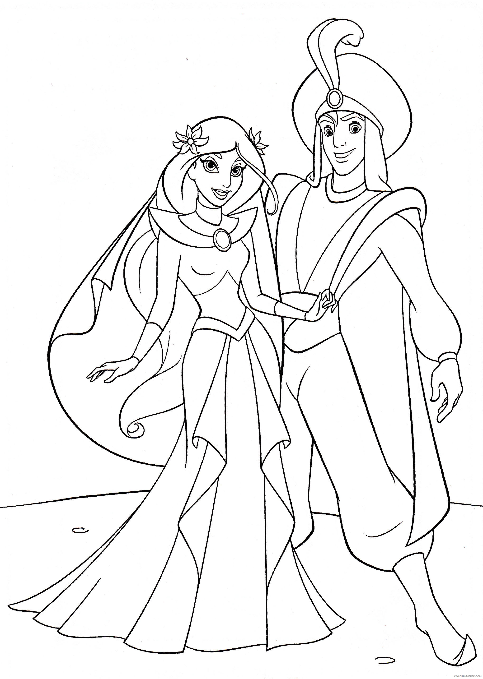 jasmine coloring pages with aladdin Coloring4free