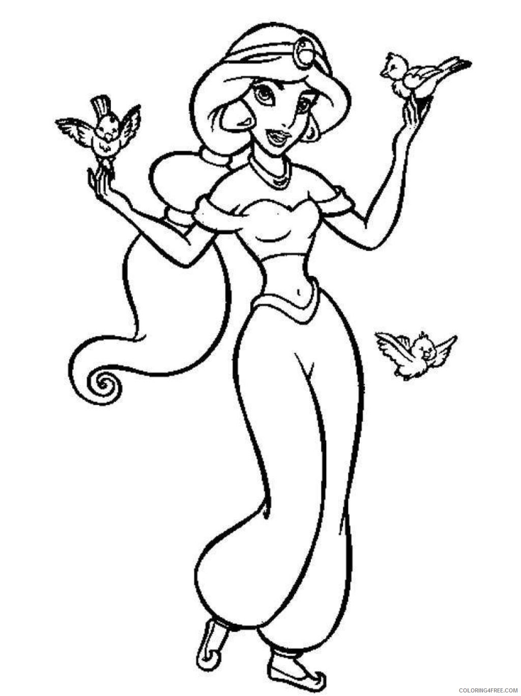 jasmine coloring pages with birds Coloring4free