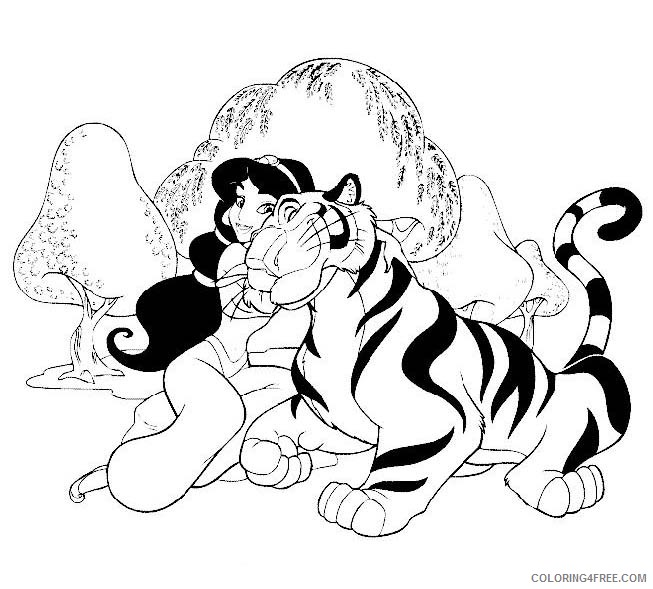 jasmine coloring pages with rajah Coloring4free