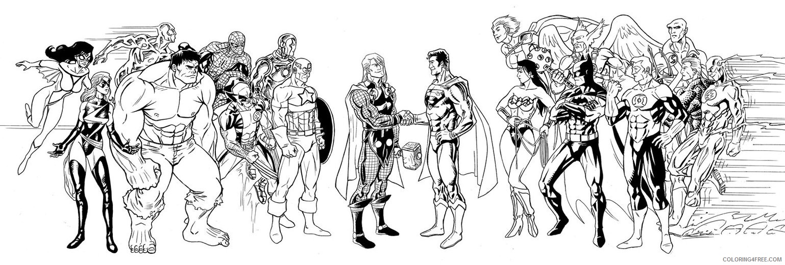 justice league coloring pages with avengers Coloring4free