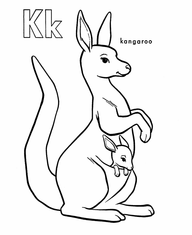 kangaroo coloring pages k for kangaroo Coloring4free