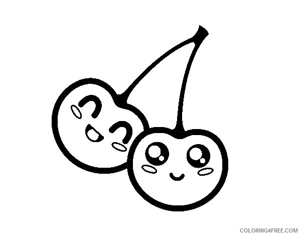 kawaii coloring pages cherry fruit Coloring4free