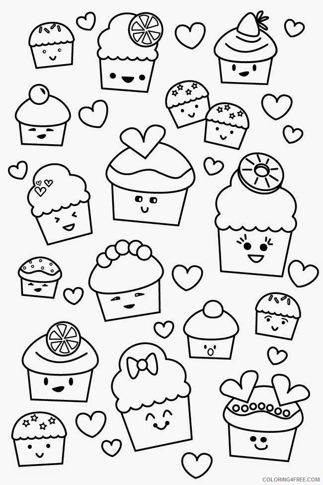 kawaii coloring pages cupcakes Coloring4free