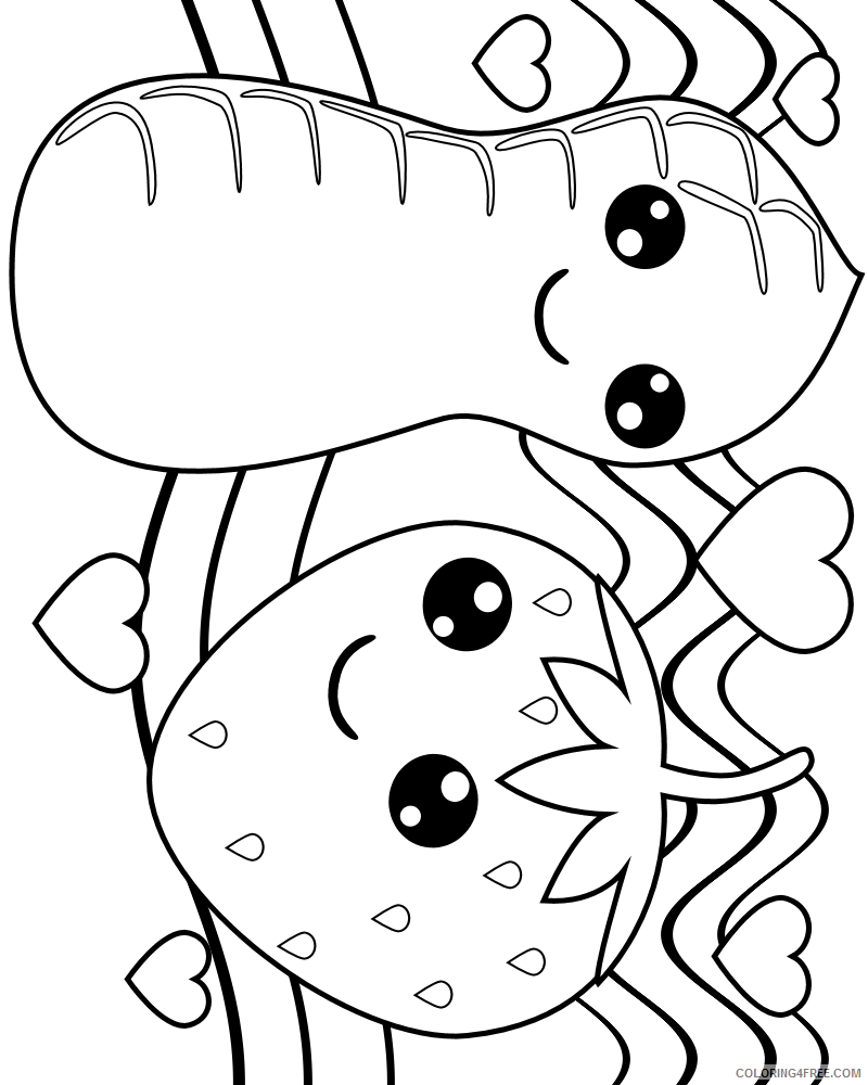 kawaii coloring pages od fruits Coloring4free