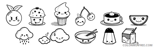 kawaii coloring pages of foods Coloring4free