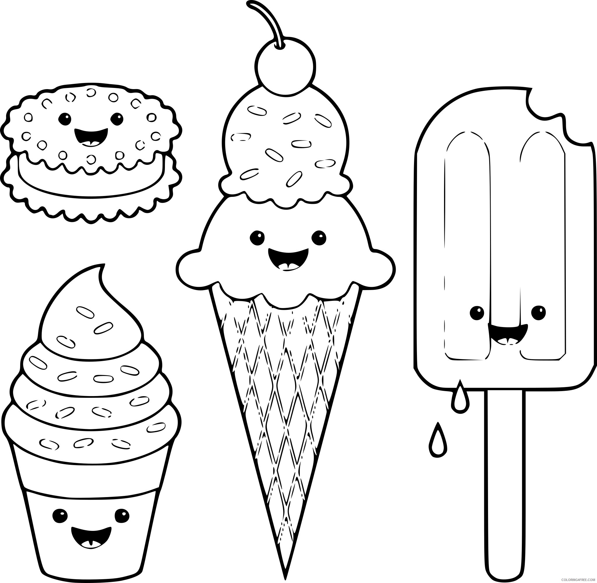 kawaii coloring pages of ice cream Coloring4free