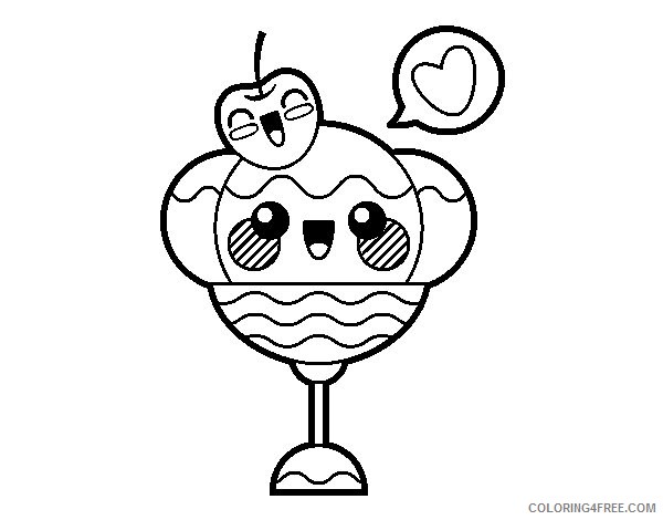 kawaii coloring pages sundae ice cream Coloring4free