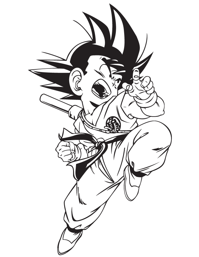 kid goku coloring pages fighting Coloring4free