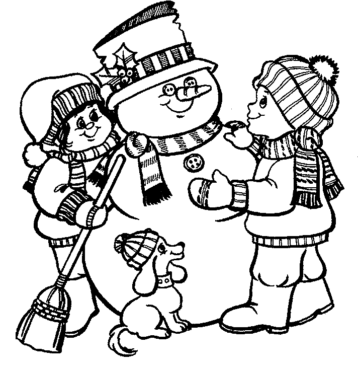 kids and snowman coloring pages Coloring4free
