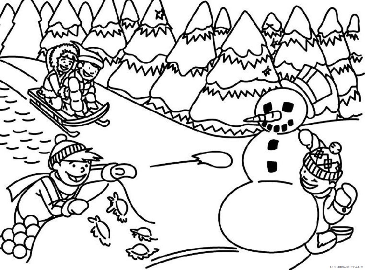 kids playing in winter coloring pages Coloring4free