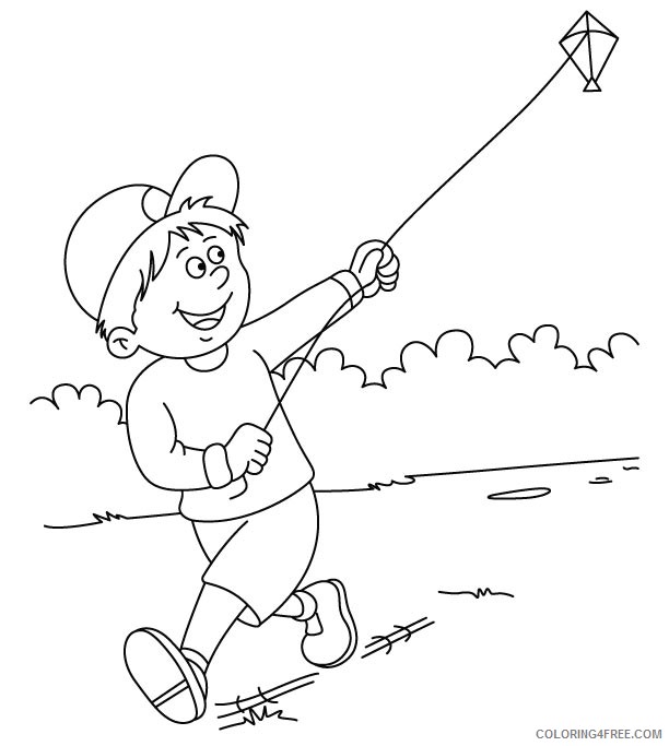 kids playing kite coloring pages Coloring4free