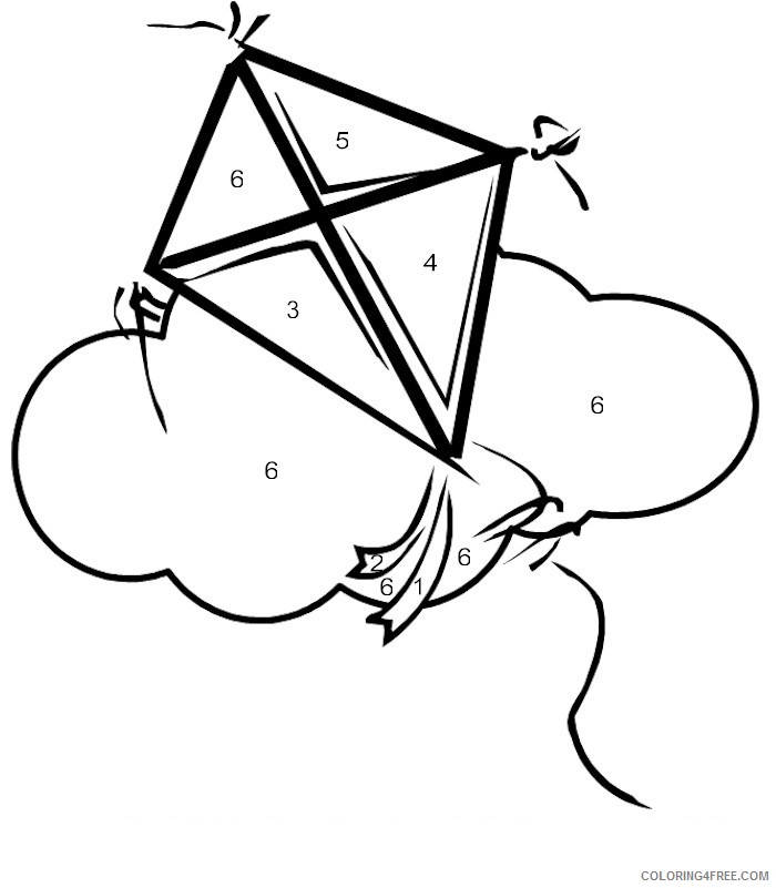 kite coloring pages flying in the sky Coloring4free
