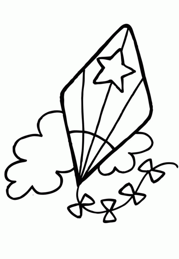 kite coloring pages with clouds Coloring4free