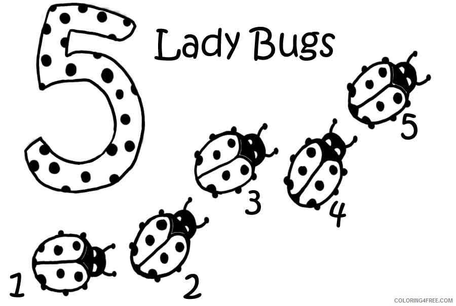 ladybug coloring pages five ladybugs Coloring4free