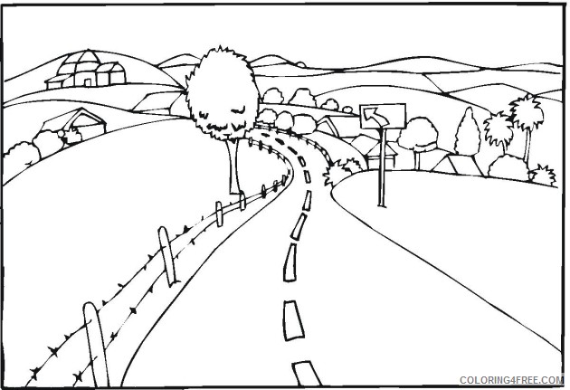 landscape coloring pages countryroad Coloring4free
