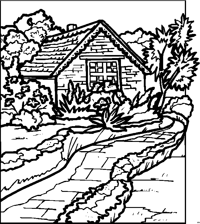 landscape coloring pages countryside house Coloring4free