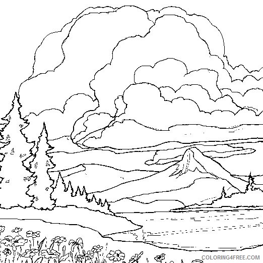 landscape coloring pages mountain lake Coloring4free