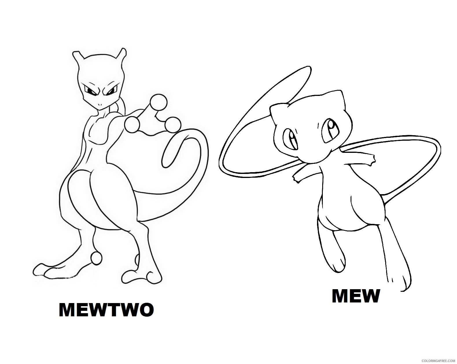 legendary pokemon coloring pages mewtwo and mew Coloring4free